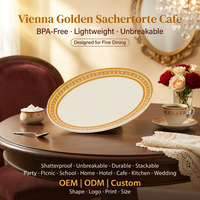 Assiette de service ovale en mélamine incassable et écologique OEM ODM, motif meander crème, 7 pouces, dorée, pour antipasti et charcuterie, idéale pour mariage