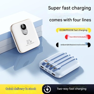 พาวเวอร์แบงค์พกพาขนาดเล็ก 10000mAh ความจุสูง 20W หน้าจอ LED พร้อมสายในตัว 4 เส้น รองรับการปรับแต่งโลโก้ OEM ช่องเสียบ Type-C กำลังไฟ 10W - Product Image 2