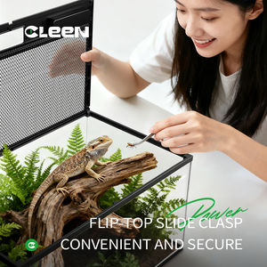 Cleen yüksek kaliteli cam sürüngen muhafaza kafes Paludarium Terrarium kertenkele yılan ve Gecko için üst ekran havalandırma ile - Product Image 2
