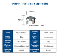 DC 12V 24V produk baru LED lemari kabinet Sensor cahaya saklar Sensor sentuh dapat diredupkan