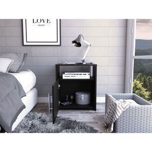 Wenge 1-Shelf Nightstand With <b>Drawer</b> <b>For</b> Bedroom <b>Storage</b> - Product Image 2