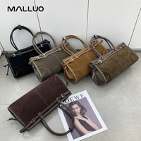 Tas Selempang Kulit Asli Vintage Musim Gugur 2026, Tas Tangan Wanita Suede Modis, Tas Bahu Klasik