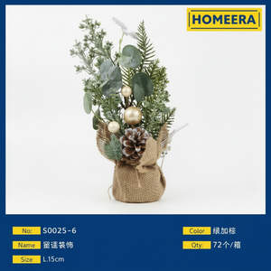 Mini pianta in vaso di natale con 72 pigne e palle d'oro Per scatola albero ornamenti - Product Image 1