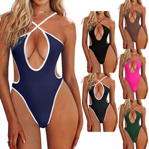 Femmes Sexy entrecroisé licou <span class=keywords><strong>maillot</strong></span> <span class=keywords><strong>de</strong></span> <span class=keywords><strong>bain</strong></span> découpé dos nu Monokini une pièce maillots <span class=keywords><strong>de</strong></span> <span class=keywords><strong>bain</strong></span> - Product Image 1
