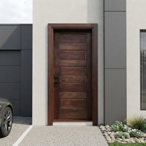 Ensemble de portes horizontales à 5 panneaux en Merbau massif, style artisanal - Product Image 4