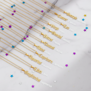 Collar de 12 Constelaciones TD Fashion Jewelry, Chapado en Oro, Acero Inoxidable, Astrología, Horóscopo, Letra del Signo, Colgante con Cadena - Product Image 1