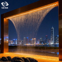 Écran de cascade d'eau numérique LED en acier inoxydable, affichage interactif, fontaine commerciale avec installation intérieure 110-230V