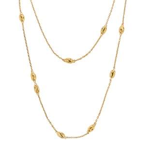 Mode personnalisée plaqué laiton 18k <span class=keywords><strong>or</strong></span> petite boule Double empilée longue chaîne de pull pour femme - Product Image 5