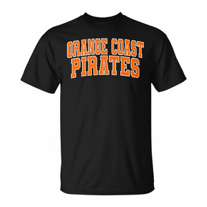 Camiseta Orange Coast Pirates negra para hombre, cuello redondo, manga corta, deportes y juegos, serigrafía - Product Image 2