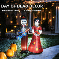 Décorations Gonflables en Plastique pour Halloween : Couple de Squelettes avec Guitare et Robe Florale pour Jardin, Extérieur, Festival et Événements