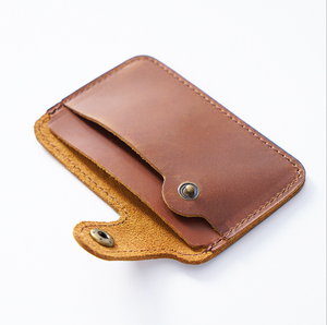 Cartera Delgada de Cuero Genuino Minimalista con Logotipo Personalizado, Tarjetero de Cuero Crazy Horse - Product Image 4