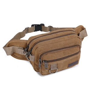 Latest High Quality Casual Custom Logo Washed Canvas Multi-pocket Tactical Waist Bag Men's Bag Crossbody Shoulder - Product Image 4