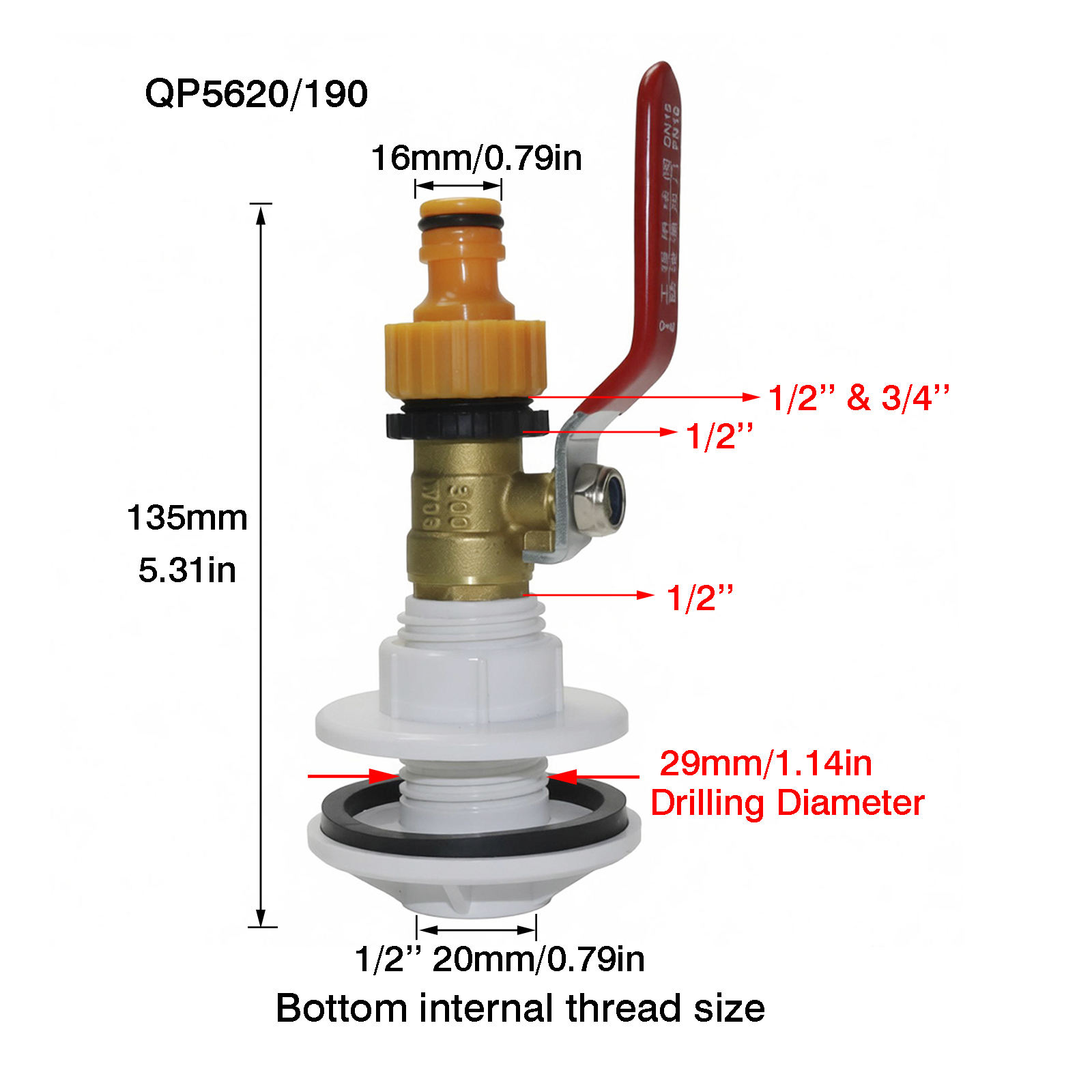 Kit 3 pièces blanc+jaune 1/2''