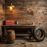 Plaque Métallique Vintage Amusante Voiture Classique Rustique Rétro Décoration Murale pour Bar, Atelier ou Caverne Masculine