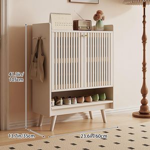 <span class=keywords><strong>Meuble</strong></span> à chaussures moderne et durable en panneaux de particules, organisateur de rangement pour chaussures avec portes à lattes ventilées, idéal pour l'entrée et le couloir - Product Image 6