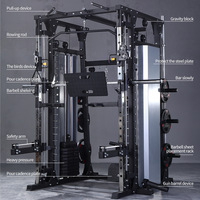 Rack de Sentadillas Multifuncional Comercial para Gimnasio en Casa, Equipo de Fitness Integral con Máquina Smith de Acero de Procesamiento Personalizado