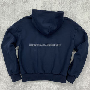 100% coton lourd recadrée sweat à capuche Zipup Streetwear Boxy Hoodie fabricant français Terry surdimensionné sweat à capuche zippé - Product Image 2