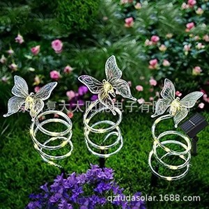 <b>Solar</b> Butterfly Spiral <b>Ground</b> <b>Lights</b> 3-Pack LED Outdoor Garden Decor Water Resistant <b>Solar</b> Powered - Product Image 2
