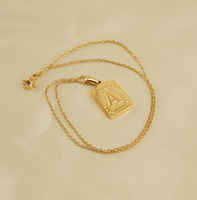 Grosir kalung Choker huruf berlapis emas wanita A-Z besi tahan karat kalung liontin kotak awal 26
