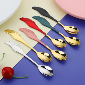 Cucharas y tenedores de acero inoxidable 304 con mango de ala para postres, cafeterías, restaurantes, hoteles, color sólido - Product Image 2