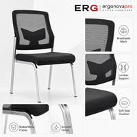 Chaise de visiteur exécutive moderne en cuir véritable, empilable, avec siège rembourré et structure en plastique, idéale pour les salles de formation, de réunion et d'hôtel