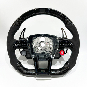 Volante de Coche de Cuero y Fibra de Carbono Negra para <span class=keywords><strong>Audi</strong></span> C8, Calidad para <span class=keywords><strong>Audi</strong></span> B8, B8.5, B9, R8, A3, A5, A6, A7, TT, C8, C7, C6, B6, B7 - Product Image 1