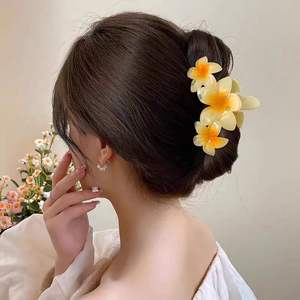 <span class=keywords><strong>PL</strong></span> 10cm Großhandel Neueste Blumen Haar Klaue Clips Mode Haars pange Zubehör für Frauen Acryl Haars pangen - Product Image 4
