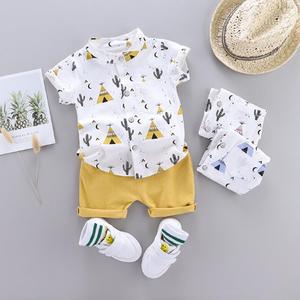Conjunto de Ropa para Bebé Niño con Estampado de Cactus, Verano, Manga Corta, 2 Piezas, Conjunto Informal - Product Image 1