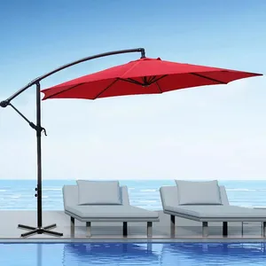 Parasol Cantilever Umbrella Uplion 360 Tilt 10Ft Durable Round Aluminum Cantilever Roma Parasol Umbrella For Garden Restaurant Hotel