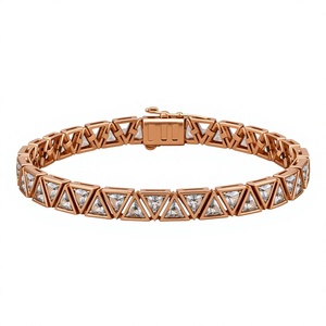 Bracelet à maillons en cristal plaqué or pour homme Orelia Luxe avec fermoir à découpe triangulaire géométrique, bijoux de style hip-hop, cadeau - Product Image 3