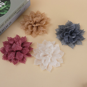 Fleur artificielle en tissu de 13 cm, faite à la main, accessoire pour cheveux DIY, fleur en soie, décorations pour vêtements de mariage - Product Image 3