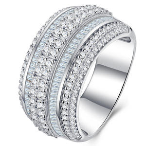Anello da Uomo Largo Multiriga con Moissanite VVS, in Argento Sterling 925, Taglio Baguette, Stile Iced Out Hip Hop, Accessorio per Creazione Anelli - Product Image 2
