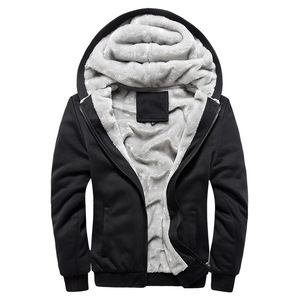 RNSHANGER uomo di moda invernale tinta unita cappotti con cappuccio Casual <span class=keywords><strong>Cardigan</strong></span> cerniera uomo felpe con cappuccio in peluche e ispessite giacche calde - Product Image 1