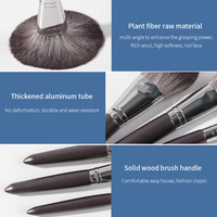 Haute qualité bas prix végétalien cheveux synthétiques manche en bois noir pinceaux de maquillage cosmétique personnalisé marque privée ensemble de pinceaux de maquillage
