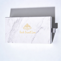 Boîtes coulissantes rigides à tiroir en marbre estampé à chaud, faible MOQ, emballage pour chaussettes, écharpes, boîte cadeau pour chaussettes