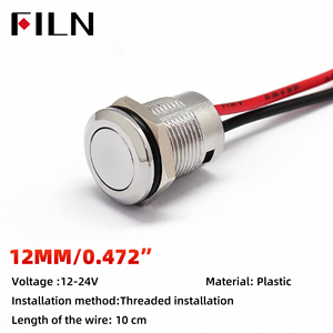 12Mm IP65 Zwart/Chrome Kleinste Kortste Waterdichte Balans Auto Waterdichte Plastic Knop Momentary Drukknop - Product Image 2