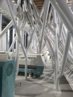 Machine de mouture de farine de maïs multifonctionnelle automatique avec système de broyage et d'emballage haute capacité, entraînée par moteur et contrôlée par PLC