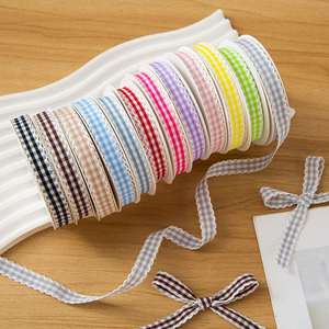 Ruban à carreaux festonné de 1 cm, le plus vendu, pour l'embellissement de robes d'enfants et la fabrication de nœuds pour cheveux, 10 yards/rouleau - Product Image 1