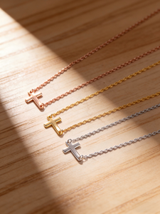 925 Sterling <b>Silver</b> Cross Shape Minimalist Christian Necklace for Women Romantic Pendant Gift - Product Image 3