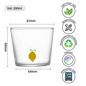 Vaso para beber con estampado de limón ICON <span class=keywords><strong>LIMON</strong></span> Lowball Cónico Taza de 200ml - Product Image 5