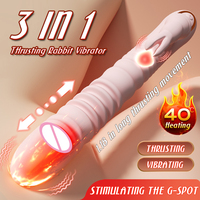 Vibrador de Conejo con Movimiento de Empuje, Juguetes Sexuales, Estimulador de Clítoris y Punto G con Calentamiento 4 en 1, Vibrador de Silicona para el Placer de Mujeres y Parejas