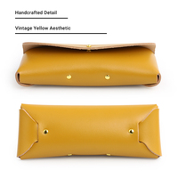 Boîte à lunettes compacte Chic en cuir de première qualité à fermeture à bouton en métal pour nez interne étui à lunettes rétro portable classique