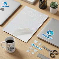 Vente en gros de papier autocollant holographique transparent imprimable à jet d'encre A3 A4, papier vinyle personnalisé, autocollant holographique imperméable, feuille de vinyle