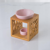 11*11*10.5cm céramique bambou parfum essentiel chauffe-plat brûleur à huile essentielle aromathérapie diffuseur d'huile cire fondre bougeoir