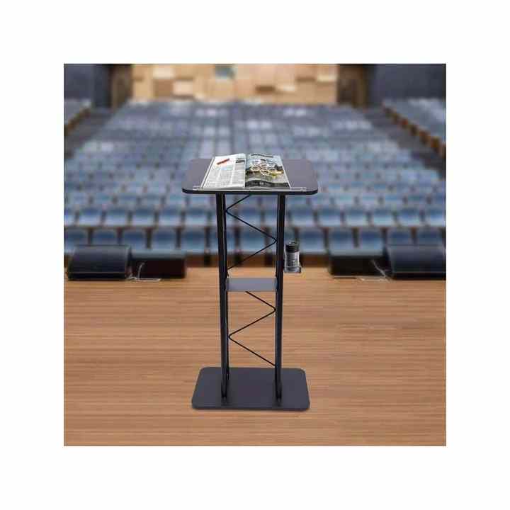 Heavy Duty Metal Frame Auditorium Lectern Curved Style Office Conference Room Podium Stand Cup Holder Wedding Ceremony Baffle