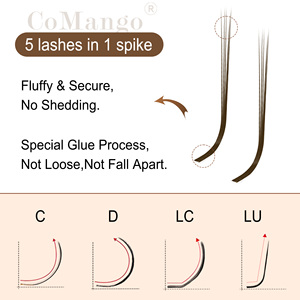 Extensions de <span class=keywords><strong>cils</strong></span> CoMango 5D Fairy Spike Marron Foncé, Courbure LC/LD/LU(M), 0.07mm, Éventail Rapide, Professionnelles, <span class=keywords><strong>Cils</strong></span> Fleur Marron 5D - Product Image 5