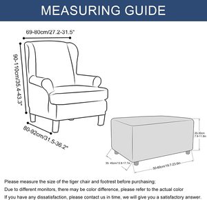 Fabricante chino <span class=keywords><strong>Beige</strong></span> 2 piezas Wingback Chair Slipcover y 1 pieza Rectángulo de almacenamiento Taburete Cover - Product Image 6