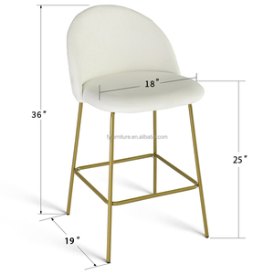 Vente en gros Petit déjeuner moderne de luxe Comptoir de cuisine Tabouret de bar en velours touffeté <span class=keywords><strong>chaise</strong></span> avec pieds en métal doré - Product Image 4