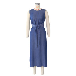 Sleeveless <strong>Loose</strong> Maxi Women Summer <strong>Dresses</strong> High-slit Denim <strong>Dress</strong> - Product Image 6