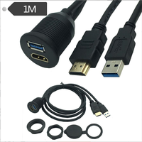 Cable de Extensión HDMI Impermeable IP65 USB3.0, Macho a Hembra, 1m, para Montaje Empotrado en Panel, para Tablero de Auto, Barco, Motocicleta, Instalación DIY